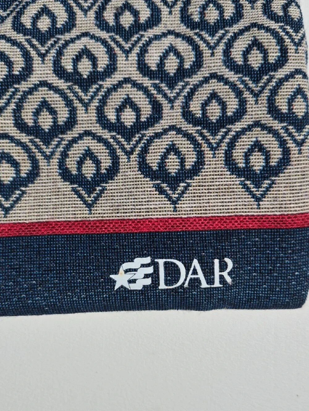 DAR Navy and Beige Patterned Zip Pouch
